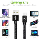 DCA620BK - Type-C Cable, Cellet 6ft (1.8m) Heavy Duty Nylon Braided USB-A to USB-C for HTC 10, LG G5, Nexus 5X/6P, LG V20, Samsung Galaxy Note 7 - Black