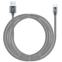 DCA1020GY - Type-C Cable, Cellet 10ft (3m) Heavy Duty Nylon Braided USB-A to USB-C for HTC 10, LG G5, Nexus 5X/6P, LG V20, Samsung Galaxy Note 7- Gray