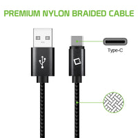 DCA4IN - Type C Cable, Cellet 4 In. Premium Nylon Braided Fast Charging Type C Cable