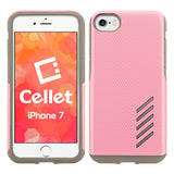 CCIPH75PK - iPhone SE 2020 / 8 / 7 Dual Layer Anti-Slip Aviator Series Heavy Duty Phone Case - Pink/ Gray