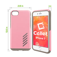 CCIPH75PK - iPhone SE 2020 / 8 / 7 Dual Layer Anti-Slip Aviator Series Heavy Duty Phone Case - Pink/ Gray