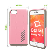 CCIPH7P5PK - iPhone 7/ 8 Plus Dual Layer Anti-Slip Aviator Series Heavy Duty Phone Case - Pink/ Gray