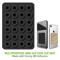SCUPBK - Cellet Multipurpose Mini Suction Cup Mat with Strong 3M Adhesive - Black