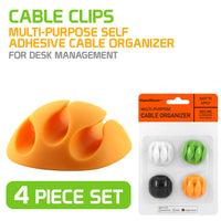 AC943 - Multi-Purpose Self Adhesive Cable Management Clip Organizer - 4 Pack