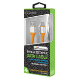 DCA4OR - Flexible / Soft / Tangle-Free Type A to type C Data cable - Orange - by Cellet
