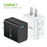 TCQC30BK- Cellet 4x Faster Compact Quick charge 3.0 Home Charger - Black