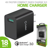 TCQC30BK- Cellet 4x Faster Compact Quick charge 3.0 Home Charger - Black