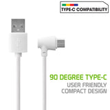 DCA904WT - Cellet Micro USB 90 Degree Type C Data Cable Connection for Samsung Galaxy S8 Edge, Samsung Galaxy 8 Edge, Galaxy J7, LG G6,  and other android devices White