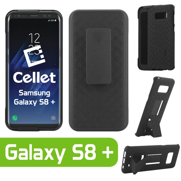 HLSAMS8P - Samsung Galaxy S8 Plus Combo Holster, Holster Shell + Holster + Kickstand Combo Case for Cellet Shell