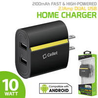 TANN230BK - Cellet Dual USB Home Charger, 2.1 Amp / 10 Watt Wall Charger for Apple iPhone X, 8, 8 Plus, iPad Pro, iPad Mini 4, Samsung Galaxy Note 8, Galaxy S8, S8 Plus, etc. - Cable Sold Separately - Black