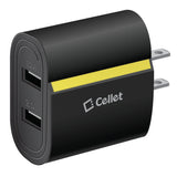 TANN230BK - Cellet Dual USB Home Charger, 2.1 Amp / 10 Watt Wall Charger for Apple iPhone X, 8, 8 Plus, iPad Pro, iPad Mini 4, Samsung Galaxy Note 8, Galaxy S8, S8 Plus, etc. - Cable Sold Separately - Black