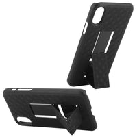 HLIPHX- Shell Holster Kickstand Case with Spring Belt Clip for Apple iPhone X – Black – by Cellet