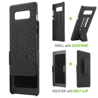 HLSAMN8 - Shell Holster Kickstand Case with Spring Belt Clip for Samsung Galaxy Note 8 – Black – by Cellet