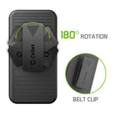 HLSAMN8R - Shell Holster Kickstand Case with Spring Belt Clip for Samsung Note 8 – Black – by Cellet