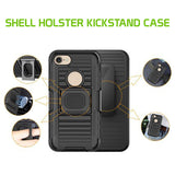 HLIPHXRING - Shell Holster Kickstand Case with Spring Belt Clip for Apple iPhone Xs & X – Black – by Cellet