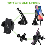 QI600 - 2-in-1 Wireless Charging Phone Mount, Fast Wireless Charging (10 Watt/2.1 Amp) Air Vent and Dashboard Phone Mount for Apple iPhone X, 8, 8 Plus, Samsung Galaxy S9/S9 Plus, S8/S8 Plus, Galaxy Note 8, and More - by Cellet