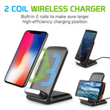 QI700 - 2 Coil Qi Wireless Charger (10Watt/2.1Amp), Wireless Charging Stand for Samsung Galaxy Note 8, Galaxy S8/S8 Plus, Apple iPhone X, 8/8 Plus and All Wireless (Qi) Enabled Devices – by Cellet - Black
