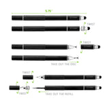 PENDISCBK - 3 in 1 Stylus Pen (Ballpoint Pen, Precision Clear Disc Pen, Capacitive Stylus Pen), 2 Stylus Pens with Replacement Tips for Apple iPads, iPhones, Tablets, Androids and More by Cellet - Black