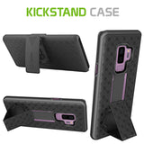 HLSAMS9P - Shell Holster Kickstand Case with Spring Belt Clip for Samsung Galaxy S9 Plus – Black – by Cellet