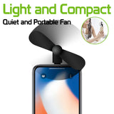 FANLIGHTNING - Portable Mini USB Fan for Apple iPhone X, 8/8 Plus, 7/7 Plus, iPod Touch and More 8 Pin Lightning Devices - Black