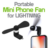 FANLIGHTNING - Portable Mini USB Fan for Apple iPhone X, 8/8 Plus, 7/7 Plus, iPod Touch and More 8 Pin Lightning Devices - Black