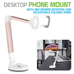 PH118ERG - Dashboard, Windshield and Desktop Phone Mount with 360 Degree Rotation and Adjustable Folding Arms for Samsung Galaxy S9/S9 Plus, S8/S8 Plus, Galaxy Note 8, Apple iPhone X, 8/8 Plus, Google Pixel 2XL, LG V30 and More – Rose Gold - by Cellet