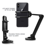 PH118ESL - Dashboard, Windshield and Desktop Phone Mount with 360 Degree Rotation and Adjustable Folding Arms for Samsung Galaxy S9/S9 Plus, S8/S8 Plus, Galaxy Note 8, Apple iPhone X, 8/8 Plus, Google Pixel 2XL, LG V30 and More – Silver - by Cellet