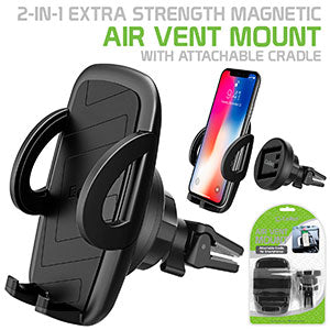 PHM500 - 2-IN-1 Magnetic or Cradle Air Vent Phone Holder for Apple iPhone Xs, XR, X, 8/8 Plus, Samsung Galaxy Note 9, Galaxy S9/ S9 Plus and more by Cellet