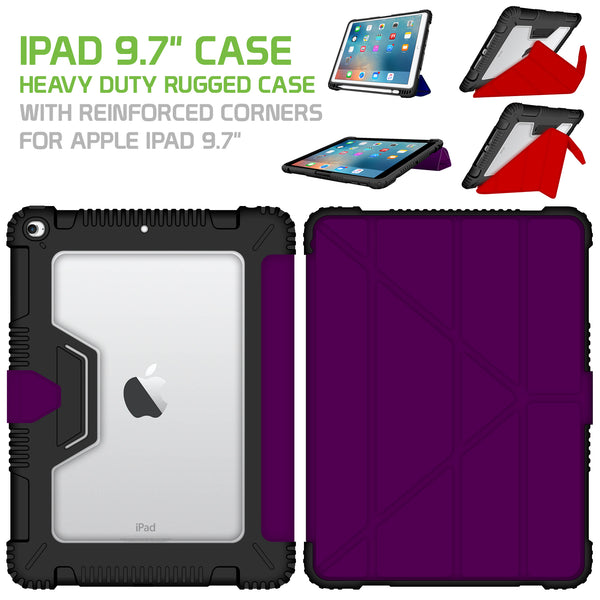 CCIPD97PR - iPad 9.7" Case, Heavy Duty Rugged Case with Reinforced Corners for Apple iPad 9.7" - Purple