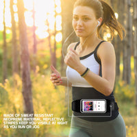 ACWAISTP1 - Sweat Resistant Fanny Pack, Fitness Exercise Storage Belt with Clear Window for Apple iPhone Xr, XS Max, 8/7/6S Plus, Samsung Galaxy Note 9, Galaxy S9/S8 Plus and More by Cellet