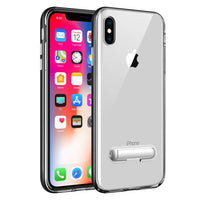 CCIPHX68BK - iPhone X, Slim Transparent Case with TPU Frame and Built-In Kickstand for Apple iPhone X by Cellet – Black/Clear