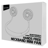 FANNECWT - Cellet Portable Hands-free USB Rechargeable Neck Fan with 3 Speed Control and 360 Degree Rotation, Personal Cooling Fan for Camping, Traveling, Amusement Parks, Concerts, sports and Other Outdoor/Indoor Activities - White