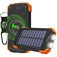 BMA10000OR -Solar Power Bank 10000mAh Universal Charging Pad Dual USB/Type C Micro USB Input -Orange