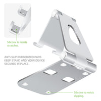 PHALURG - Rose Gold Desktop Phone Stand Smartphone Holder Mount, Durable Easy Folding.