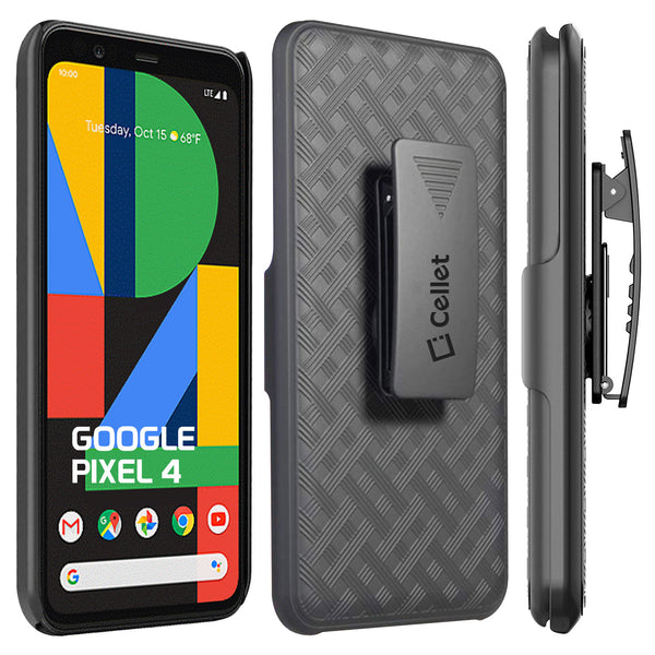 HLGOOPX4- Belt Clip Holster & Shell Case with Kickstand Heavy Duty Protection - Google Pixel 4