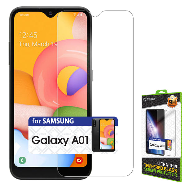 SGSAMA01 - Samsung Galaxy A01 Tempered Glass Screen Protector, Premium 0.3mm Tempered Glass Screen Protector for Samsung Galaxy A01 (9H Hardness) by Cellet