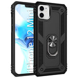 CCIPH12IFBK - Cellet Heavy Duty iPhone 12 Mini Combo Case, Shockproof Case with Built in Ring, Kickstand and Magnet for Car Mounts Compatible to Apple iPhone 12 Mini – Black