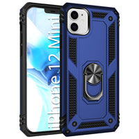 CCIPH12IFBL - Cellet Heavy Duty iPhone 12 Mini Combo Case, Shockproof Case with Built in Ring, Kickstand and Magnet for Car Mounts Compatible to Apple iPhone 12 Mini – Blue