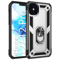 CCIPH12PIFSL - Cellet Heavy Duty iPhone 12 / 12 Pro Combo Case, Shockproof Case with Built in Ring, Kickstand and Magnet for Car Mounts Compatible to Apple iPhone 12 / 12 Pro – Silver