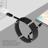 DCACOIL3BK - 3.3ft. (1m) Magnetic USB-C Cable, Magnetic Self Winding USB-C Charging and Data Sync Cable Cellular Phones, Tablets, GPS and other USB-C Enabled Devices – Black