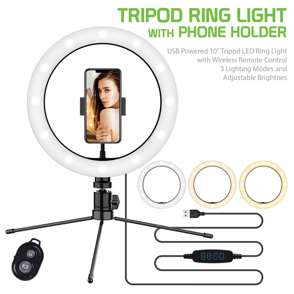 ACTRIPODRL10 -10 Inch Ring Light with Wireless Remote & Phone Holder Mount for Ticktok Youtube Livestream Live broadcast