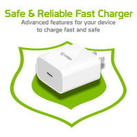 TCC18WWT - USB-C PD Home Charger, 18 Watt Type-C UL Certified Home Charger (Cable Sold Separately) Compatible to Samsung Galaxy S21, S21 Plus, S21 Ultra, Tablets and More – White