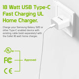TCC18WWT - USB-C PD Home Charger, 18 Watt Type-C UL Certified Home Charger (Cable Sold Separately) Compatible to Samsung Galaxy S21, S21 Plus, S21 Ultra, Tablets and More – White