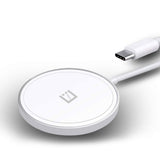 MAGM10 - 15 Watt Fast Charging Magnetic Wireless Charger,  Magnetic Wireless Charger Compatible with QI Enabled Devices (USB-C AC Adapter Not Included) - White