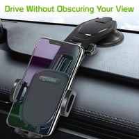 PHC82 - Dashboard Phone Mount, Universal Suction Cup Dashboard Phone Holder with 360 Degree Rotation, One Touch Arm release Button & Lock Lever Compatible to  iPhone 12 Pro Max, 12 / 12 Pro, 12 Mini, Samsung Galaxy S21 / S21 Plus, S21 Ultra & More