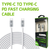 DCDC4WT - Type-C Charging Cable, 4ft. Type-C to Type-C Fast Charging and Data Sync Cable Compatible to Samsung Galaxy S21, S21 Plus, S21 Ultra, and more - White