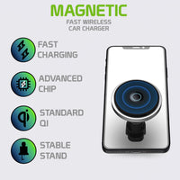 PHMAG12 - Magnetic Wireless Charging Phone Holder, Magnetic Air Vent Wireless Charger Phone Mount with Vent Stabilizer Compatible to iPhone 12, 12 Pro, 12 Pro Max and 12 Mini