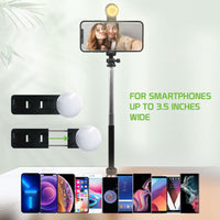 ACPOD6 - Selfie Stick with Attachable Tripod Base, 3 Adjustable Lighting Modes for Live Streams, Videos and Photos Compatible to iPhones and Androids