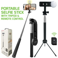 ACPOD6 - Selfie Stick with Attachable Tripod Base, 3 Adjustable Lighting Modes for Live Streams, Videos and Photos Compatible to iPhones and Androids