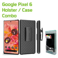 HLGOOPX6 - Pixel 6 Holster, Shell Holster Kickstand Case with Spring Belt Clip for Google Pixel 6 – Black – by Cellet